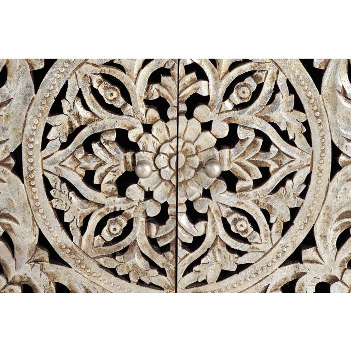 GINER Y COLOMER - Commode de salle de bain 2 portes avec plateau en marbre doré - Bois de manguier et métal - Coloris noyer et doré - 80x80x35 cm 4