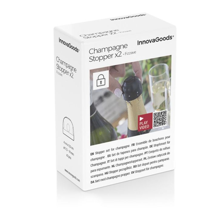Lot de Bouchons à Champagne Fizzave InnovaGoods Pack de 2 unités 1