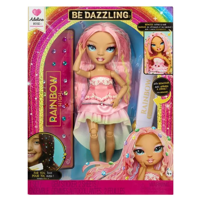 Rainbow High - Poupée mannequin Adeline Rose 'Be Dazzling', 28 cm, avec tenue, cheveux personnalisables, pierres précieuses scintillantes et accessoires inclus, à collectionner Rainbow High - Poupée mannequin Adeline Rose 'Be Dazzling', 28 cm, avec tenue, cheveux personnalisables, pierres précieuses scintillantes et accessoires inclus, à collectionner