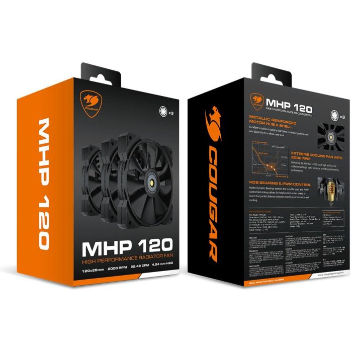 120mm COUGAR Gehäuse Lüfter MHP 120, Schwarz, 3er-Pack 5 120mm COUGAR Gehäuse Lüfter MHP 120, Schwarz, 3er-Pack 5