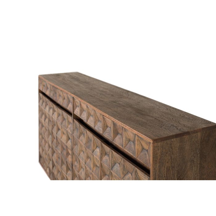 GINER Y COLOMER - Buffet en bois de manguier avec finition vieillie, 4 tiroirs et 4 portes, couleur noyer - Meuble de rangement élégant et fonctionnel 3 GINER Y COLOMER - Buffet en bois de manguier avec finition vieillie, 4 tiroirs et 4 portes, couleur noyer - Meuble de rangement élégant et fonctionnel 3