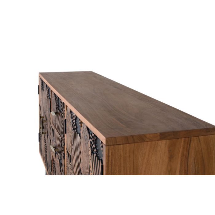 GINER Y COLOMER - Buffet en Acacia Massif et Métal, 4 Portes et 3 Tiroirs, Couleur Naturel et Noir, Dimensions 175x45x81 cm 5 GINER Y COLOMER - Buffet en Acacia Massif et Métal, 4 Portes et 3 Tiroirs, Couleur Naturel et Noir, Dimensions 175x45x81 cm 5