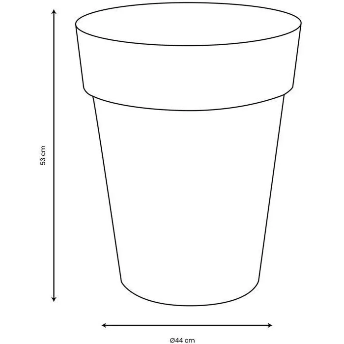 Eda Vase Toscane mi-haut rond, pré-percé Ø 44 cm x H. 53 cm, 50 litres, couleur orange terre battue, résistant aux intempéries et anti-UV