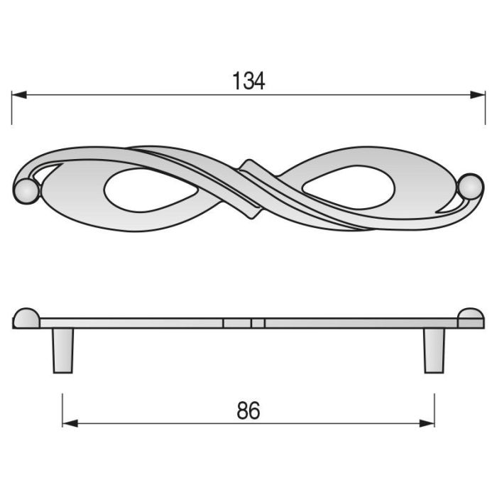 Antifaz Tirador Zamak Cromo. Elegir Distancia Entre Centros. Distancia 96 Herrajes Alk 1