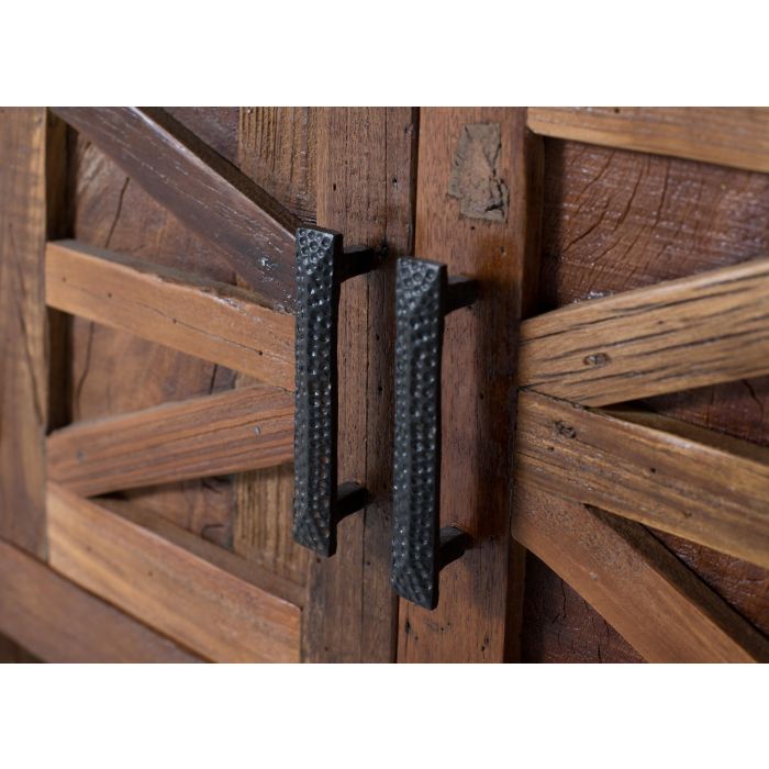 GINER Y COLOMER Meuble TV en bois recyclé couleur noyer, 2 portes, 1 tiroir et espace ouvert, 61 cm de large 6 GINER Y COLOMER Meuble TV en bois recyclé couleur noyer, 2 portes, 1 tiroir et espace ouvert, 61 cm de large 6