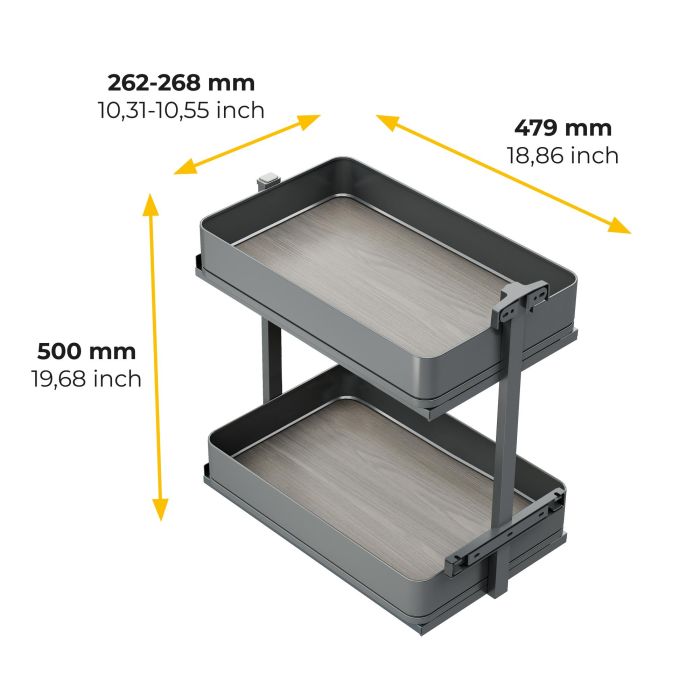 Emuca Chariot extractible Harmony avec fermeture à amortie, Module largeur 300mm hauteur 700mm, Acier et Bois, Gris anthracite 8