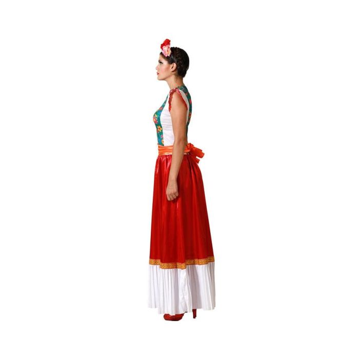 Déguisement Mexicaine Robe Rouge pour Femme Adulte Taille M-L - Robe et Ceinturon en Polyester