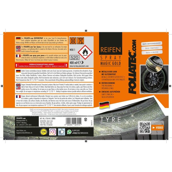 Peinture en spray Foliatec Doré roues 400 ml 1 Peinture en spray Foliatec Doré roues 400 ml 1