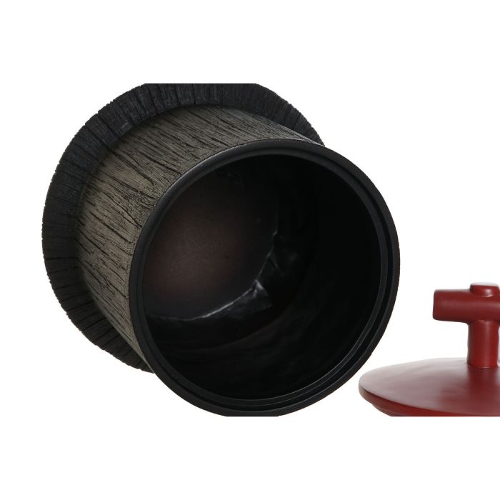 Potiche Home ESPRIT Noir Rouge Résine Oriental 22 x 22 x 25 cm 1