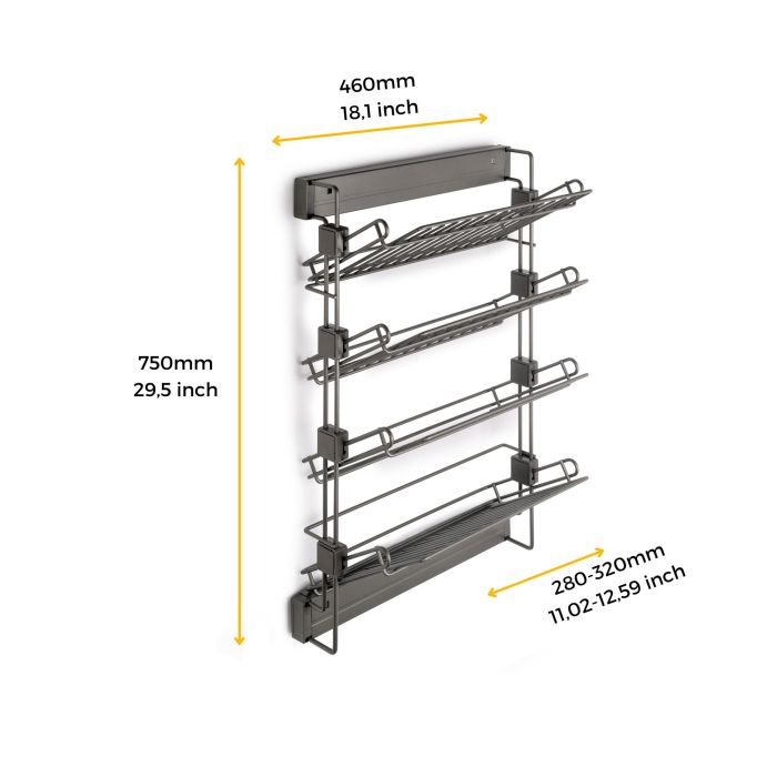 Emuca Porte-chaussures latéral coulissant pour placards et dressing Quartz, Gauche, Acier, Titane 6 Emuca Porte-chaussures latéral coulissant pour placards et dressing Quartz, Gauche, Acier, Titane 6