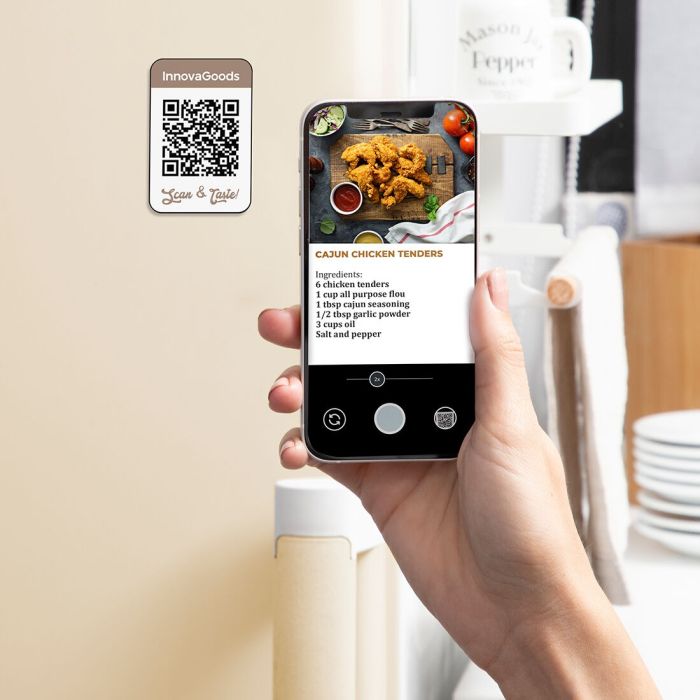 Friteuse à Air InnovaGoods Vynner Pro 6500 Crème 1700 W 6,5 L Acier inoxydable 7