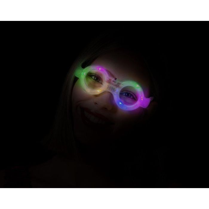 Lunettes rondes lumineuses transparentes pour adultes avec LED pour carnaval, festivals et soirées, accessoire futuriste brillant