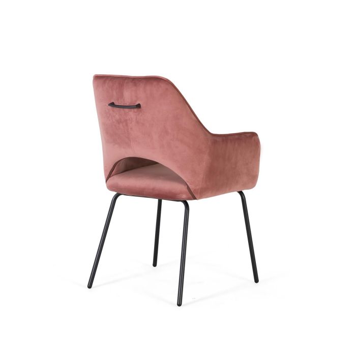 GINER Y COLOMER - Lot de 2 chaises en velours rose avec structure en métal - Assise en bois 43x48 cm 3