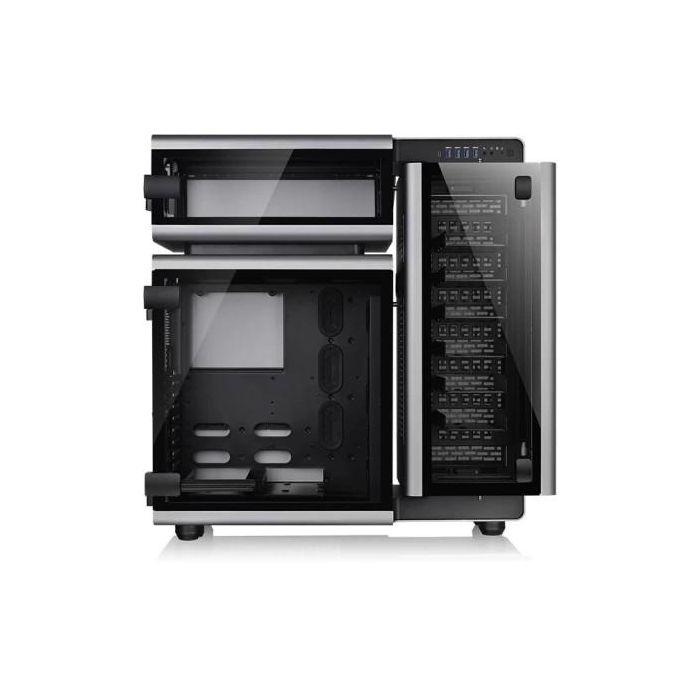 Thermaltake Level 20 TG Tour PC Gaming Ultra Tower avec Panneaux en Verre Trempé, Éclairage RGB, 3 Ventilateurs 140 mm, Compatible ATX/EATX, Noir/Gris/Aluminium