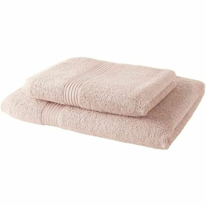 Today Lot de 2 serviettes de bain 100% coton 70x30 cm et 50x100 cm - Rose sable 450 GSM