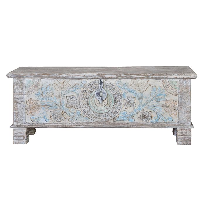 GINER Y COLOMER - Coffre en bois massif de manguier artisanal, finition tons pastel, coffre de rangement ou coffre à jouets 1 GINER Y COLOMER - Coffre en bois massif de manguier artisanal, finition tons pastel, coffre de rangement ou coffre à jouets 1