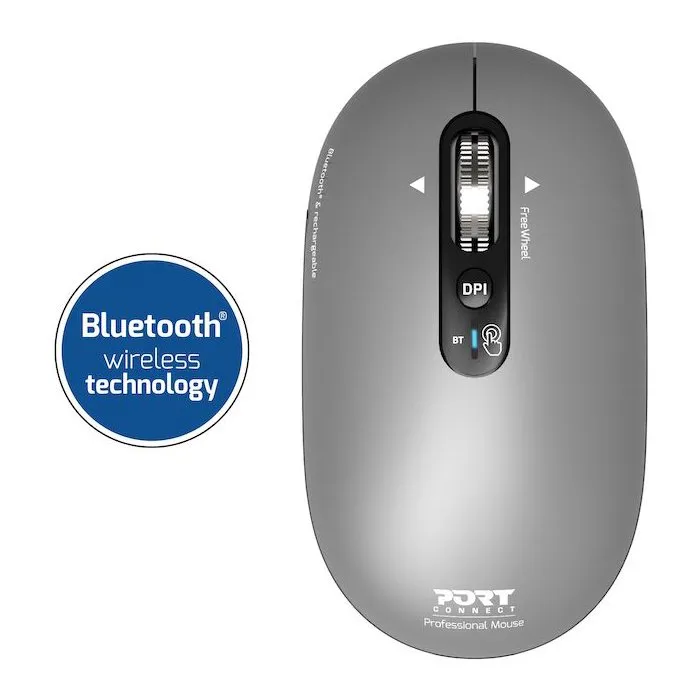 Port Designs Souris Sans Fil Bluetooth PURE 910009 Rechargeable - Gris