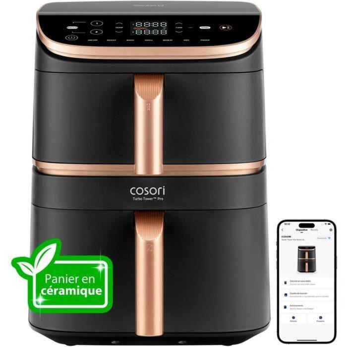 Cosori Freidora sin aceite Turbo Tower Pro Smart - 10,8 L - 2 depósitos - 7 programas - 2630 W - Negro AAAVL96408