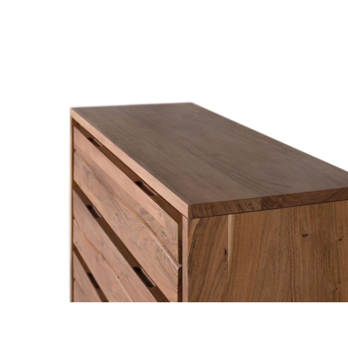 GINER Y COLOMER Commode 3 tiroirs en bois d'acacia massif et métal, couleur naturel, 91x40x81 cm 4