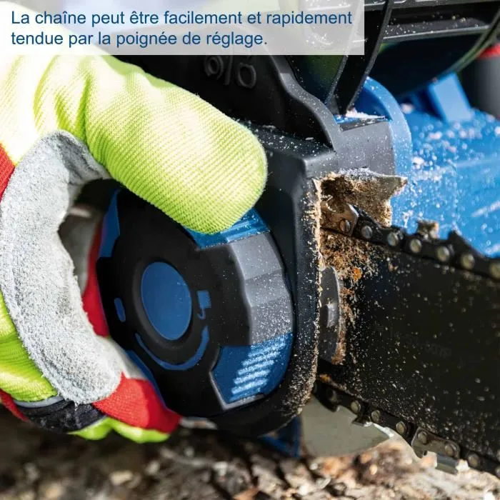 Scheppach BC-CS355Duo-X - Tronçonneuse sans fil 20V - Coupe 33.5cm - Pack avec 2 batteries 4Ah et chargeur double 4.5A - Pour bois et jardin