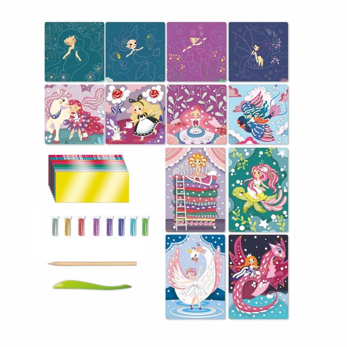 Tableaux a gratter et décorer - SYCOMORE - Contes magiques - Multicolores 2 Tableaux a gratter et décorer - SYCOMORE - Contes magiques - Multicolores 2