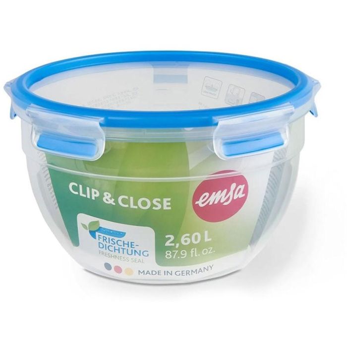 Emsa N1011400 Clip & Close Frischhaltedose rund Transparent/Blau 2 Emsa N1011400 Clip & Close Frischhaltedose rund Transparent/Blau 2