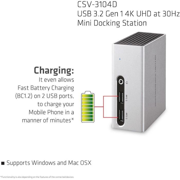 Club3D 4K Mini-Dockingst USB3 ->4xUSB3/HDMI/DVI/LAN silber 8