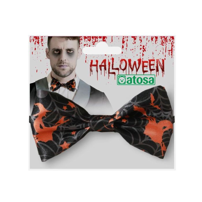 Noeud papillon noir pour costume d'Halloween avec motifs citrouilles et étoiles orange - Accessoire élégant et terrifiant pour fêtes
