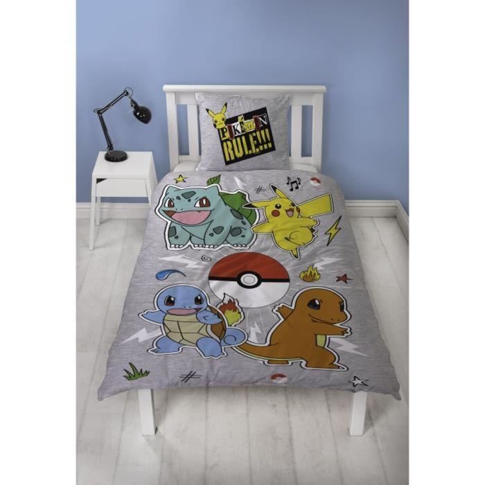 Parure de couette Pokémon Gris Lit 2 persones 2 Pièces 1