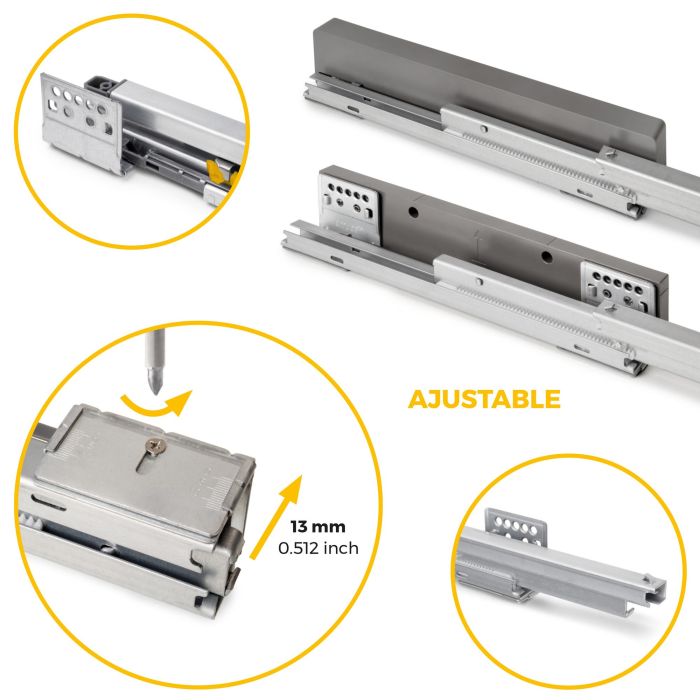 Emuca Kit tiroir à chaussures et rack ajustable Quartz pour armoires, glissières extension totale et à fermeture douce, Module 60cm, Finition Titane 8