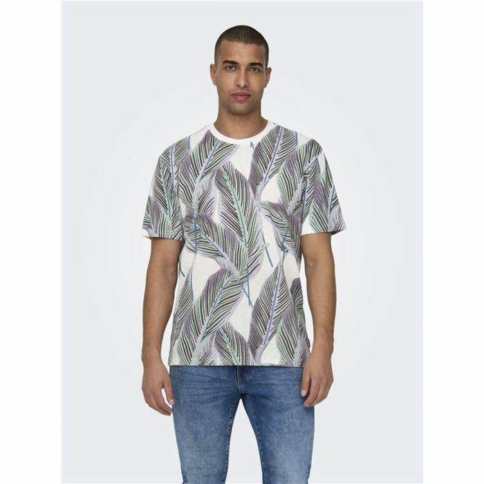 T-shirt à manches courtes homme Only & Sons Onskobe Reg Banana Leaf Bleu Blanc 1