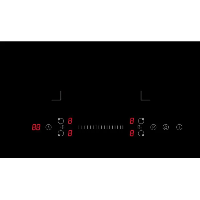 Table de cuisson induction Continental Edison CETI724Z2FLEX Noir, 4 foyers dont 2 zones flex, 7200 W, 70 cm