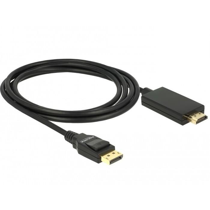 DeLOCK 85317 - Câble DisplayPort 1.2 mâle vers HDMI mâle High Speed 4K - 2 m - Passif - Noir