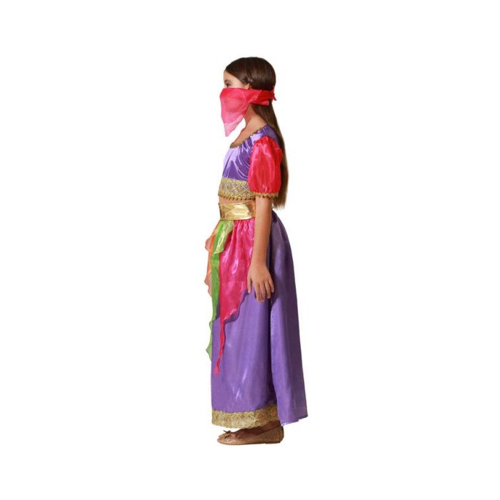 Déguisement Bailarabe Danseuse Orientale Multicolor pour Fille 3-4 Ans - Robe, Veste, Ceinture et Voile inclus