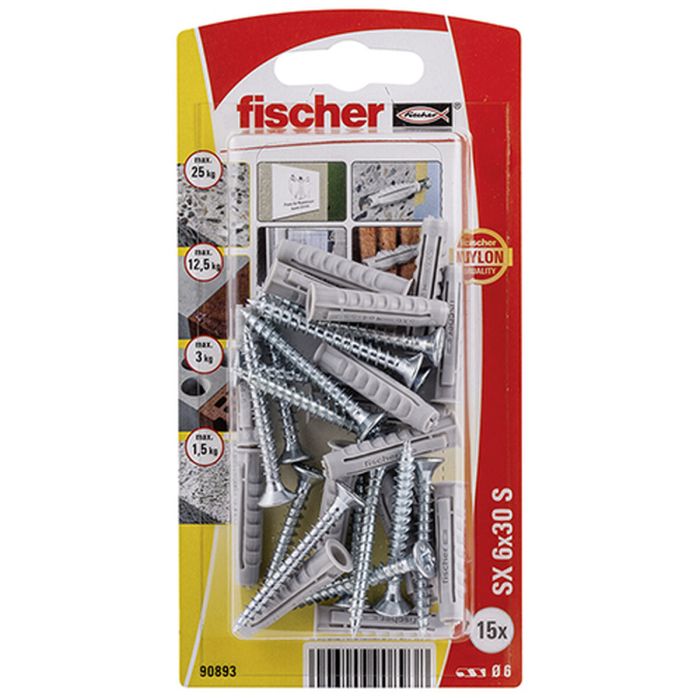 Chevilles et vis Fischer Chevilles et vis 15 Unités (6 x 30 mm) 2
