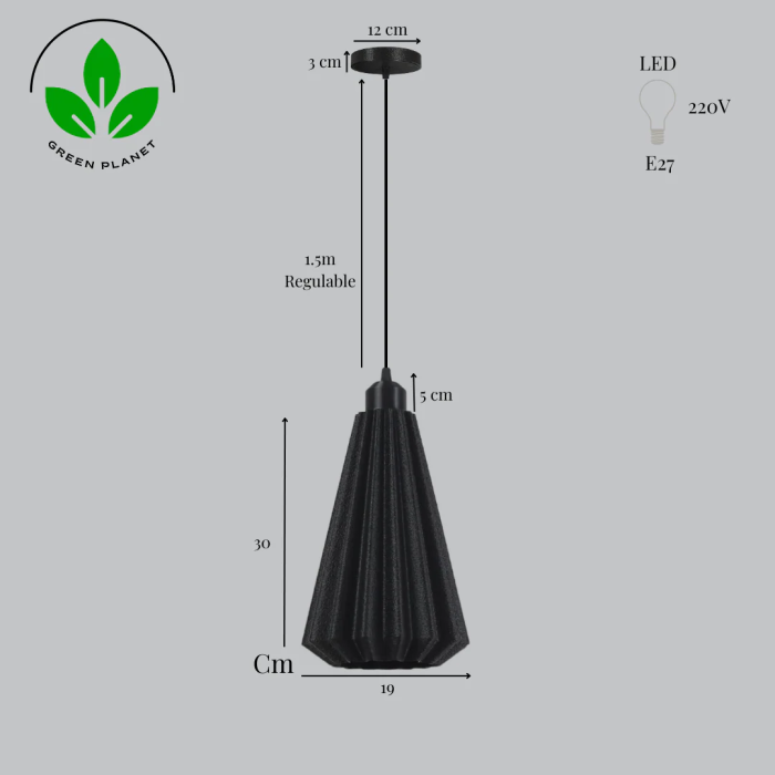 LINDOR Lampe Suspendue "Lindor" Noir/Fleuron Noir/Câble Noir E27 Moderne Design Écologique Compatible LED 3