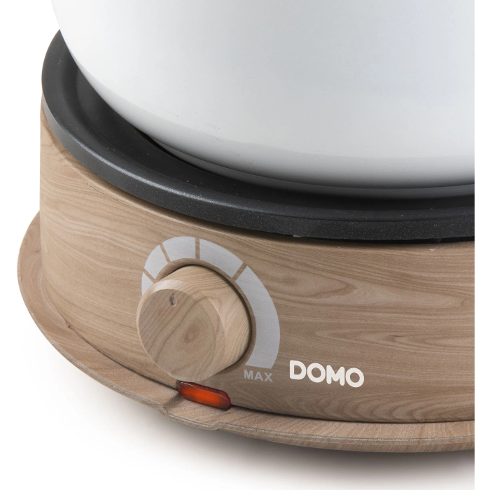 Domo DO736F - Appareil à fondue électrique - 1500 W - Capacité 2 L pour 8 personnes - Blanc et bois - Thermostat réglable