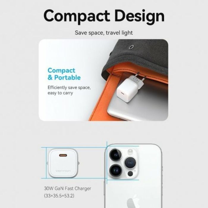 Chargeur mural Vention FAKW0-EU 30 W USB-C Jaune 5