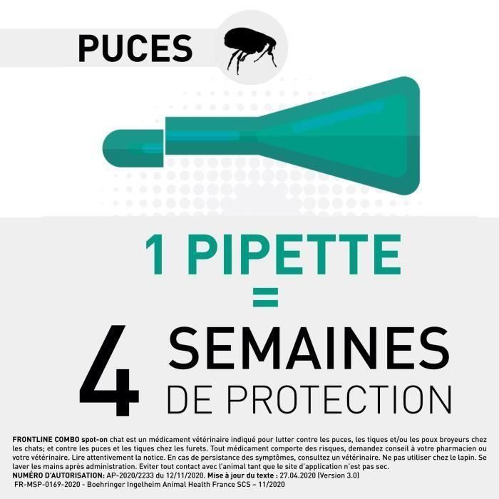 Frontline Spot On chat - Anti-puces anti-tiques pour chat - 6 pipettes 3 Frontline Spot On chat - Anti-puces anti-tiques pour chat - 6 pipettes 3