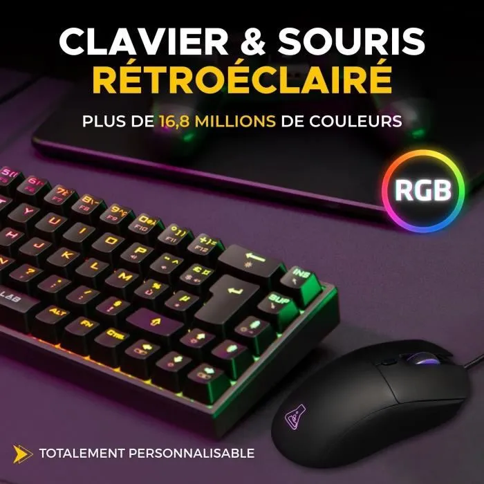 The G-Lab COMBO TITAN - Pack Gaming 2 en 1 : Clavier Mécanique 65% (Switches Rouges) et Souris RGB 12800 DPI - Rétroéclairage RGB, Anti-Ghosting, 1000Hz, Pour E-Sport et Jeu The G-Lab COMBO TITAN - Pack Gaming 2 en 1 : Clavier Mécanique 65% (Switches Rouges) et Souris RGB 12800 DPI - Rétroéclairage RGB, Anti-Ghosting, 1000Hz, Pour E-Sport et Jeu