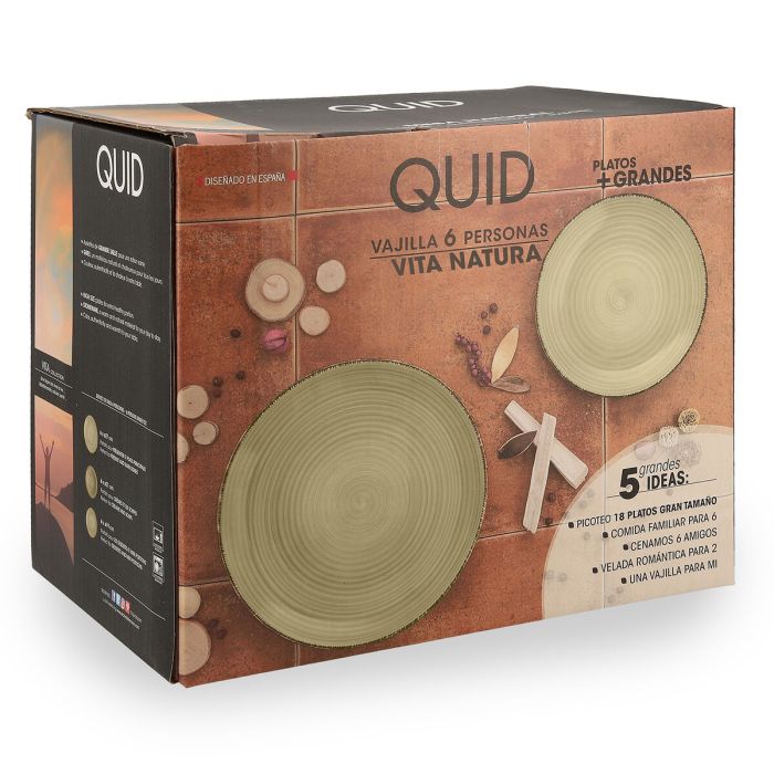 Assiettes Quid Vita Natura Vert Céramique 18 Pièces 2