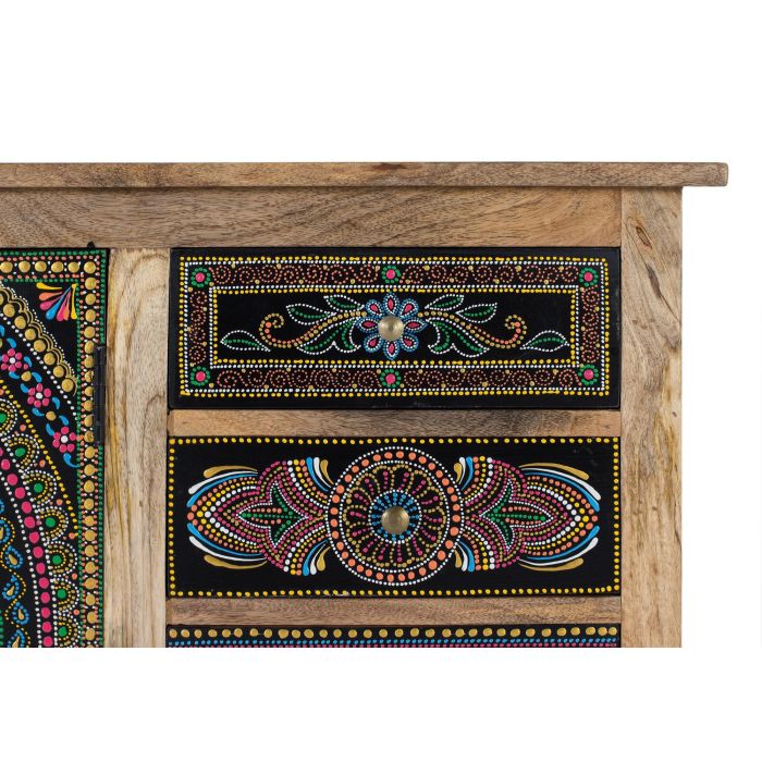 GINER Y COLOMER Buffet en bois de manguier, 2 portes et 4 tiroirs multicolores, peinture à la main, dimensions 107x33x73 cm 5 GINER Y COLOMER Buffet en bois de manguier, 2 portes et 4 tiroirs multicolores, peinture à la main, dimensions 107x33x73 cm 5