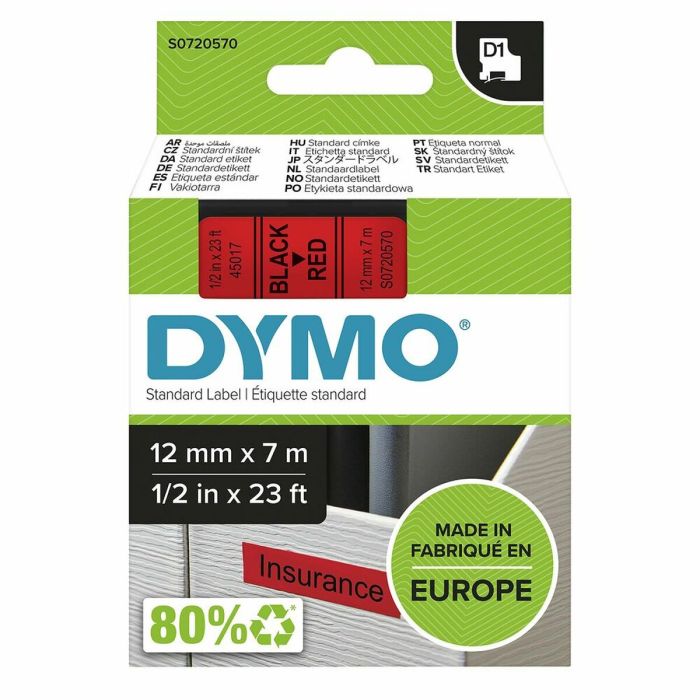 Ruban Laminé pour Etiqueteuses Dymo LM D1 Noir/Rouge 4
