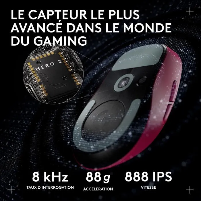 Logitech G Souris Gaming Sans Fil G Pro X Superlight 2 DEX Rose - Ultra-Légère, Capteur HERO 2, Technologie LIGHTSPEED Logitech G Souris Gaming Sans Fil G Pro X Superlight 2 DEX Rose - Ultra-Légère, Capteur HERO 2, Technologie LIGHTSPEED