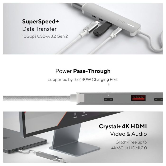 Hub USB Linq Byelements LQ49051 Blanc Gris 15 Hub USB Linq Byelements LQ49051 Blanc Gris 15