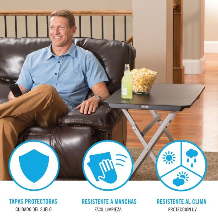 Table d'appoint Lifetime Noir 75 x 66 x 50,5 cm Acier Plastique 3