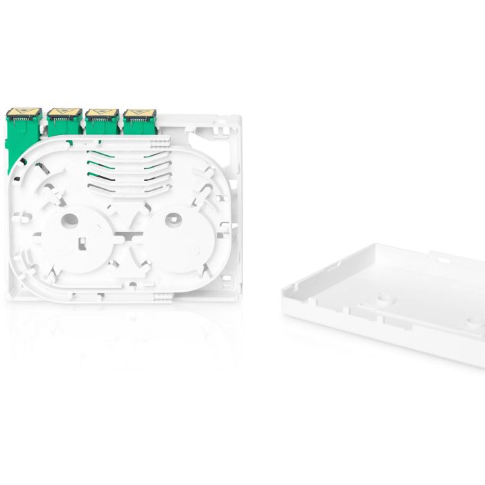 Digitus Boîtier FTTH mural blanc IP45 pour 4 couplages SC SX - 80 x 100 x 30 mm