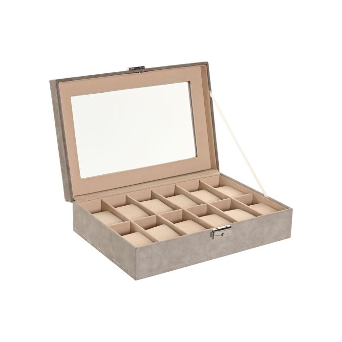 Boîte à bijoux Home ESPRIT Gris Gris foncé Polyuréthane Bois MDF 29,5 x 20 x 8 cm