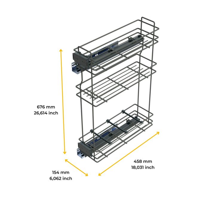Emuca porte-bouteilles extractible TitaneMax avec fermeture à amortie, gauche, 3 plateaux, module 200mm, Acier, Gris Anthracite 6 Emuca porte-bouteilles extractible TitaneMax avec fermeture à amortie, gauche, 3 plateaux, module 200mm, Acier, Gris Anthracite 6