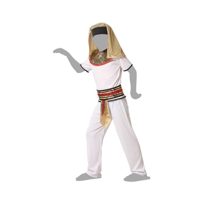 Déguisement Égyptien de Pharaon pour Enfant Garçon 5-6 Ans - Costume 5 Pièces avec Tunique, Pantalon et Accessoires Dorés